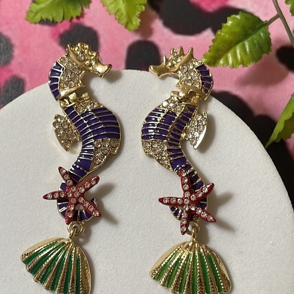 Betsy Johnson Purple Seahorse Earrings - Picture 9 of 12